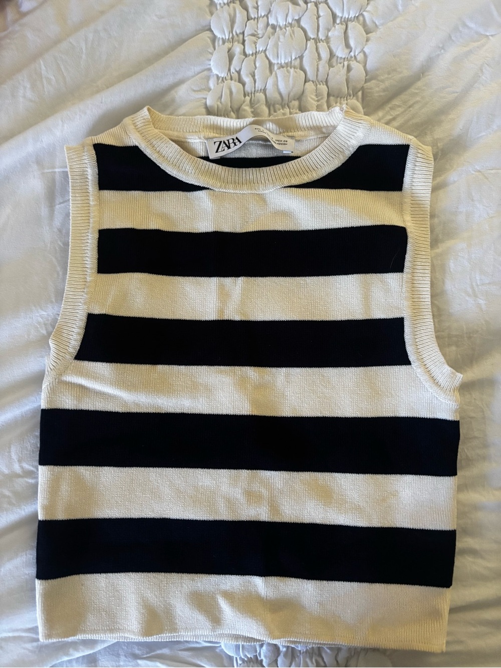 Zara Black & White Striped Sleeveless Knit Top